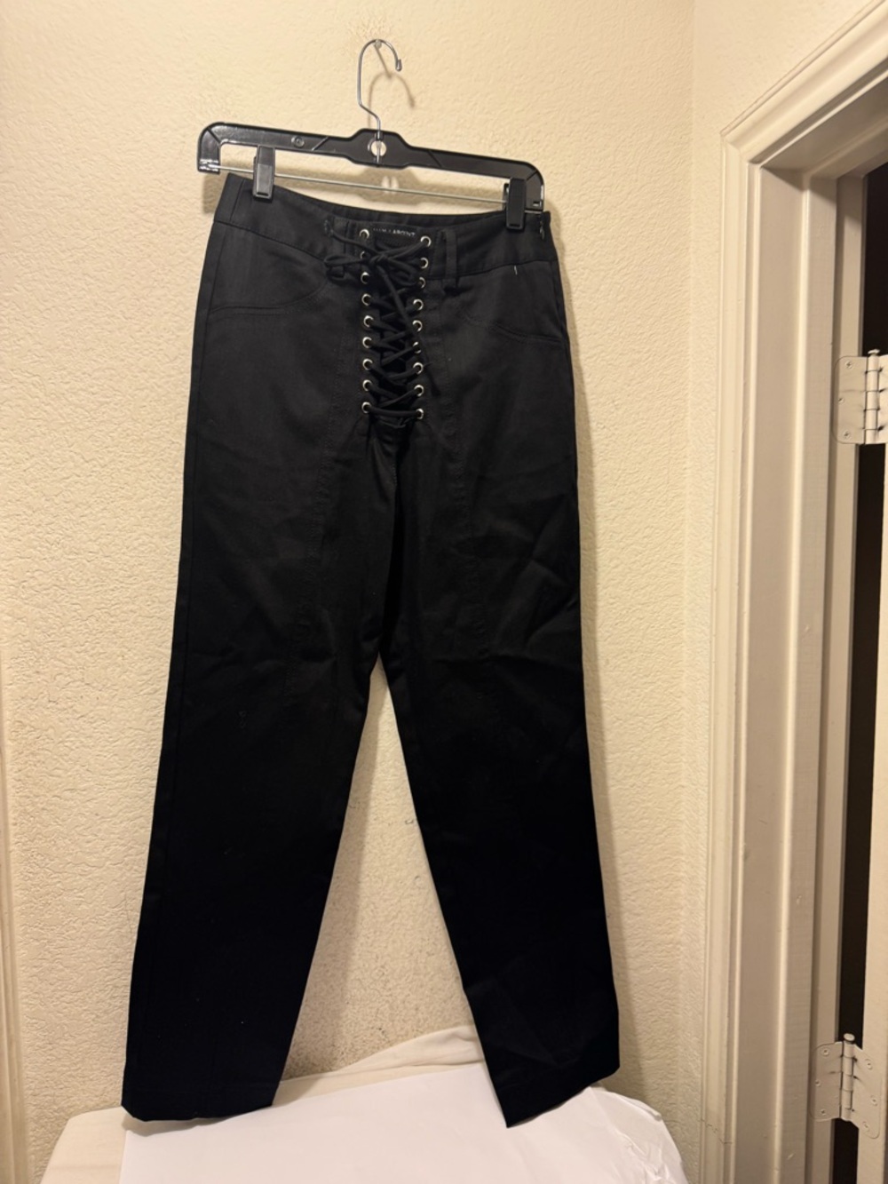 Sally LaPointe Black Lace-Up High-Waist Pants size 6